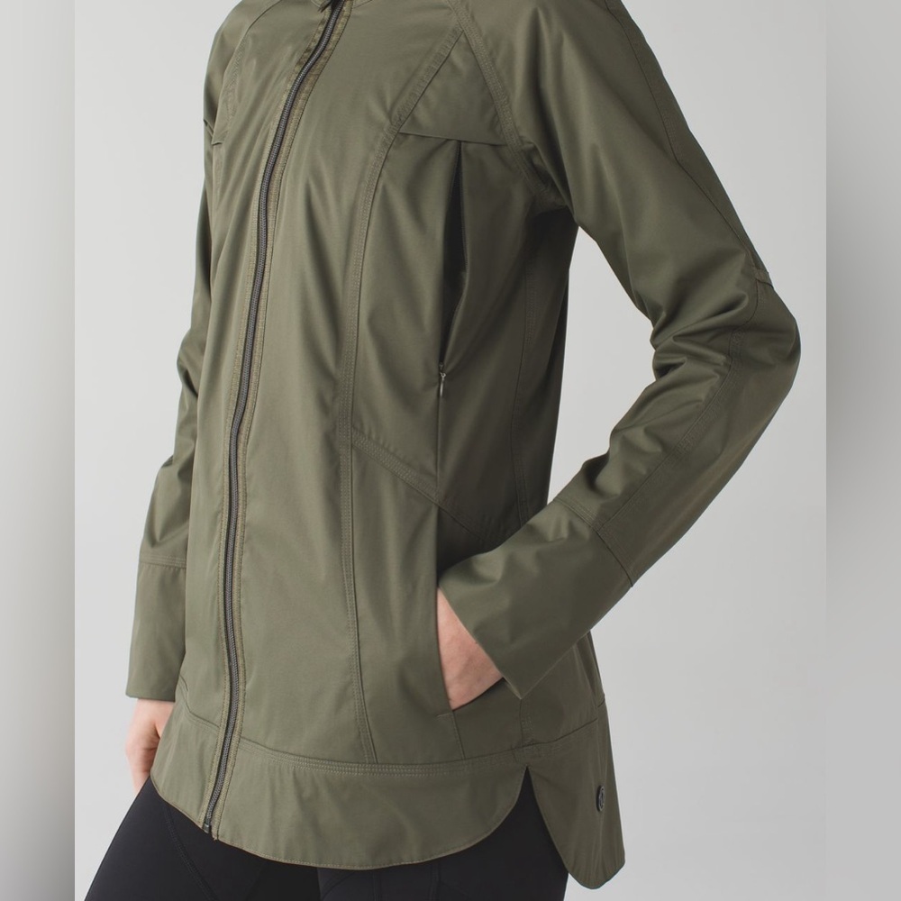 Lululemon Fo Drizzle Jacket Fatigue Green Size 6 - Picture 7 of 16